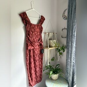 Elegant Red Floral Dress